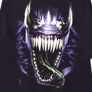 Marvel Comics VENOM Big Face Tongue Black Purple Green Graphic T-Shirt Size 2X